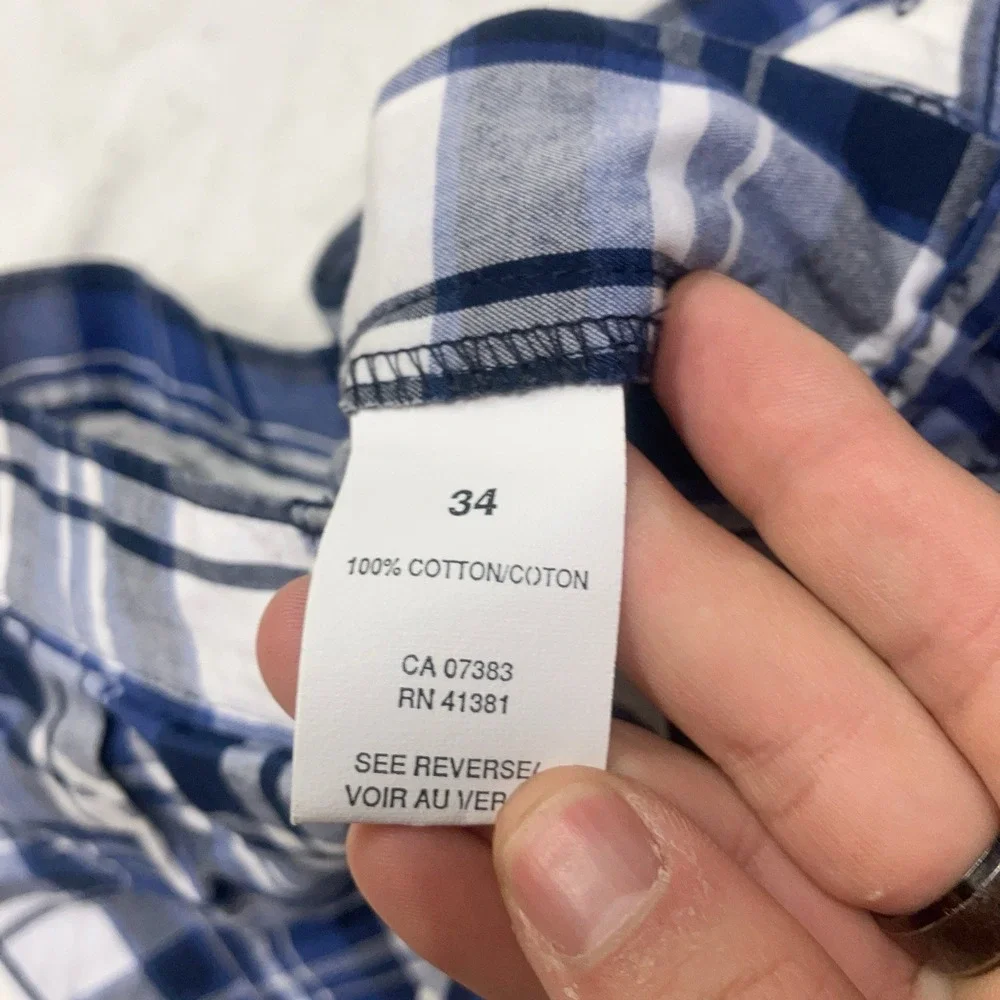 Vintage Polo Ralph Lauren Shorts Plaid Double Pleated Pony Logo Blue Mens Fit 32